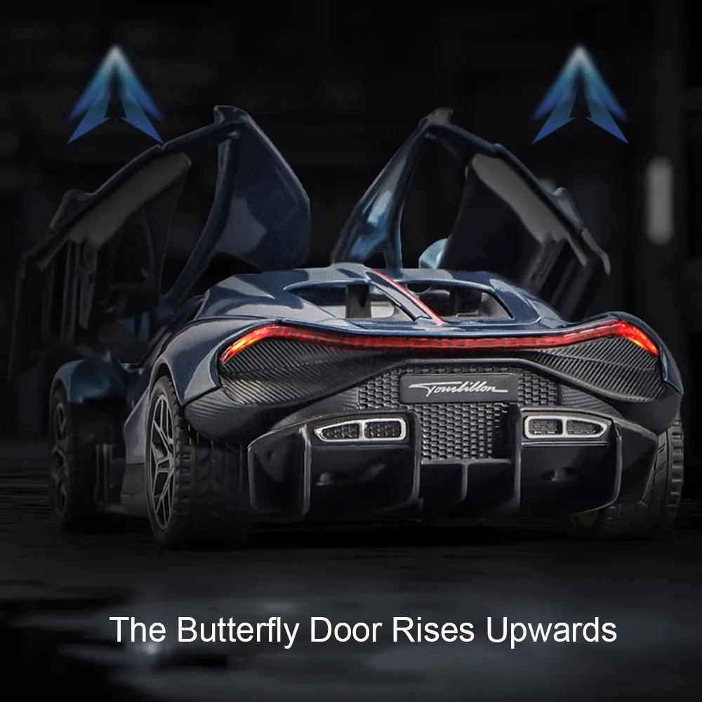 1:32 Tourbillon DIVO Model zabawki Supersamochody Odlew ze stopu Miniaturowe samochody sportowe Dźwięk Światło Drzwi otwarte Pociągnij do tyłu dla dzieci Prezenty