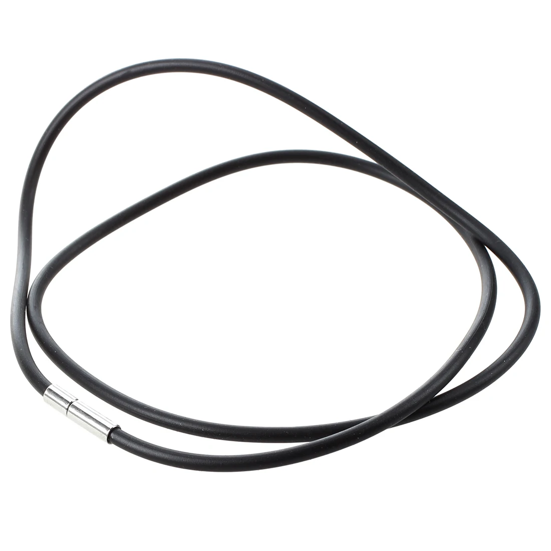 25.5 Inch 3MM Rubber Neck Cord Necklace with Stainless Steel Closure - Black