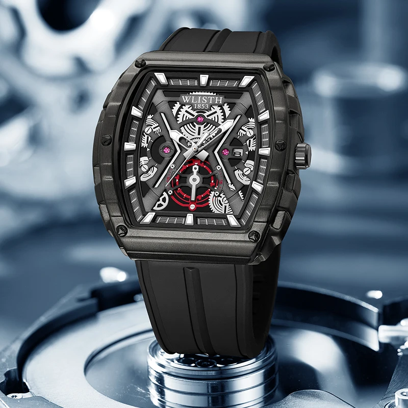 

Luxury Men’s Quartz Wristwatch Design Trend Men’s Watch Multifunctional Luminous Waterproof Silicone Tape Clock Watch for Man