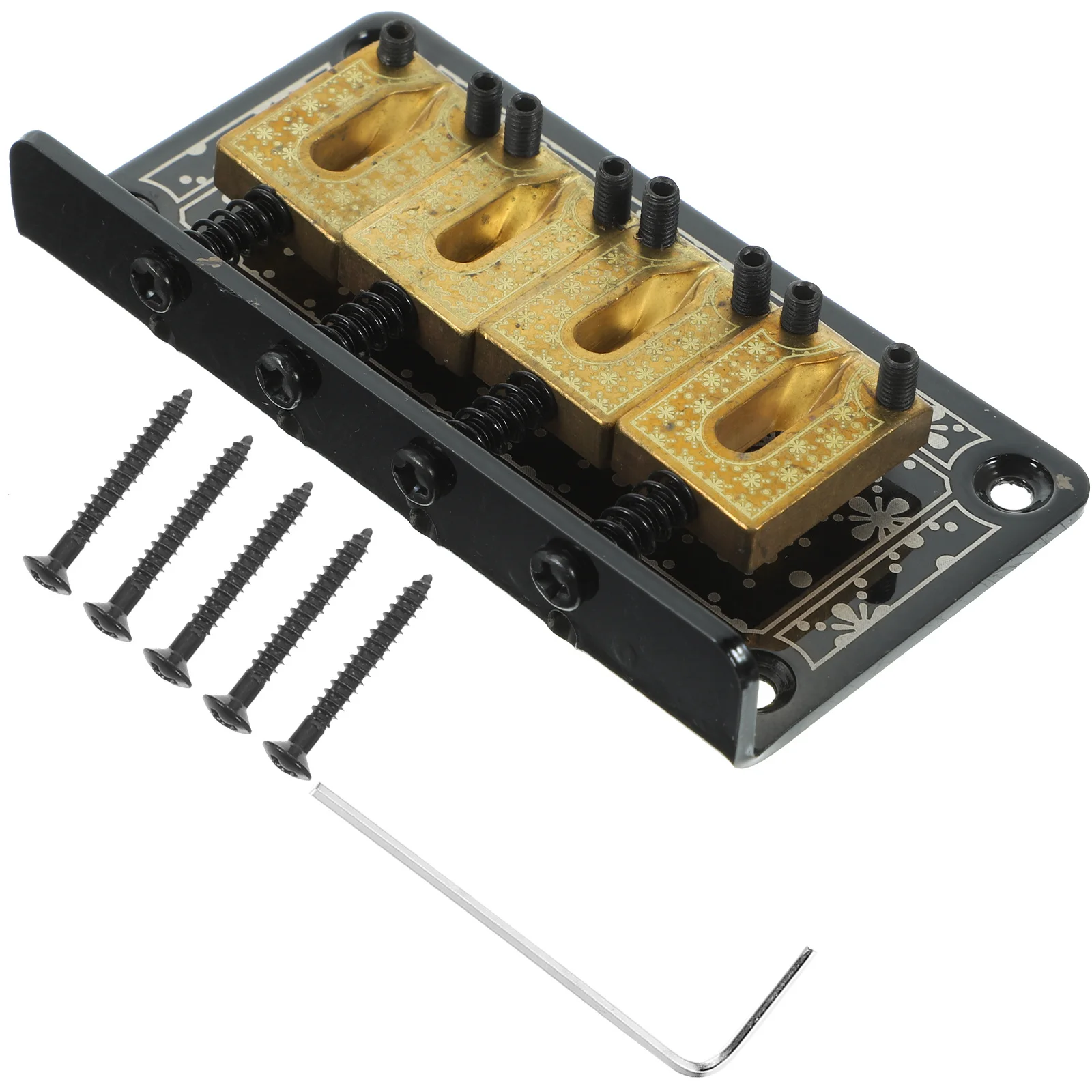 

4 String Vintage Hardtail Bridge Fixed Tailpiece Set Top-Loading Design Adjustable Saddles for Intonation Height Cigar Box