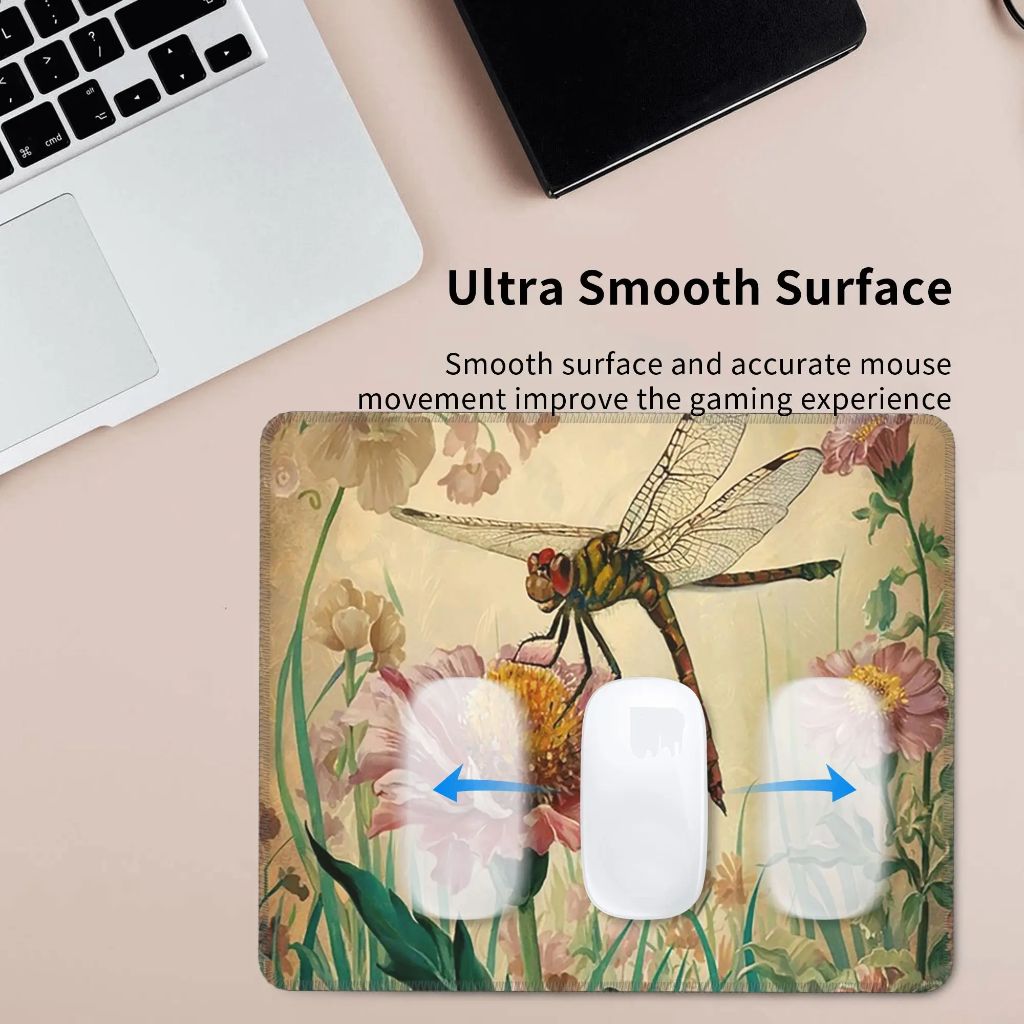 Dragonfly And Daisy Flower Mouse Pad Computer Keyboard Mouse Mat Gamer PC Laptop Desk Mat Office Table Mats