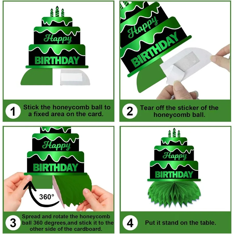 عيد ميلاد سعيد السادس عشر باللونين الأخضر والأسود قطع مركزية على شكل قرص العسل بالونات ديكور للطاولات وديكورات الطاولة للفتيات #5