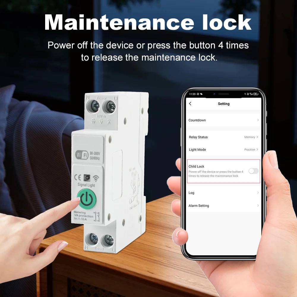 Manhot WiFi Smart Circuit Breaker MCB 1P+N 16A Timer Power Energy kWh Voltage Current Meter Protector Wotk Tuya APP /Smart Life