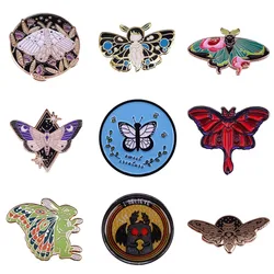 Hard Enamel Moth Butterfly Rabbit Brooch Beautiful Insect Badge  Lapel Clothes Decoration Pin Women Friend Gothic Gift Wholesale