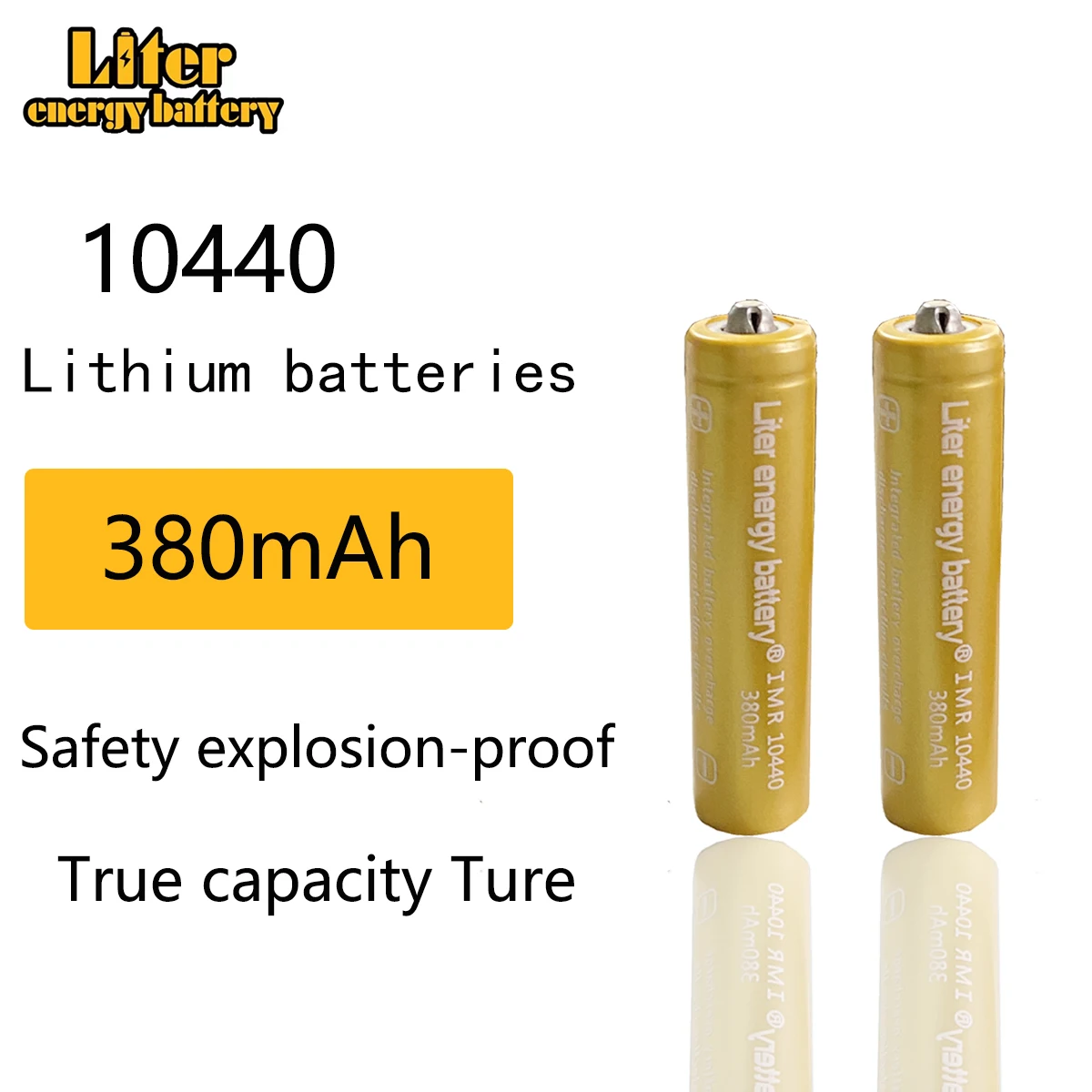 Liter energy battery 3.7V 380mAh High Capacity 10440 Li-ion Rechargeable Battery for LED Flashlights Headlamps