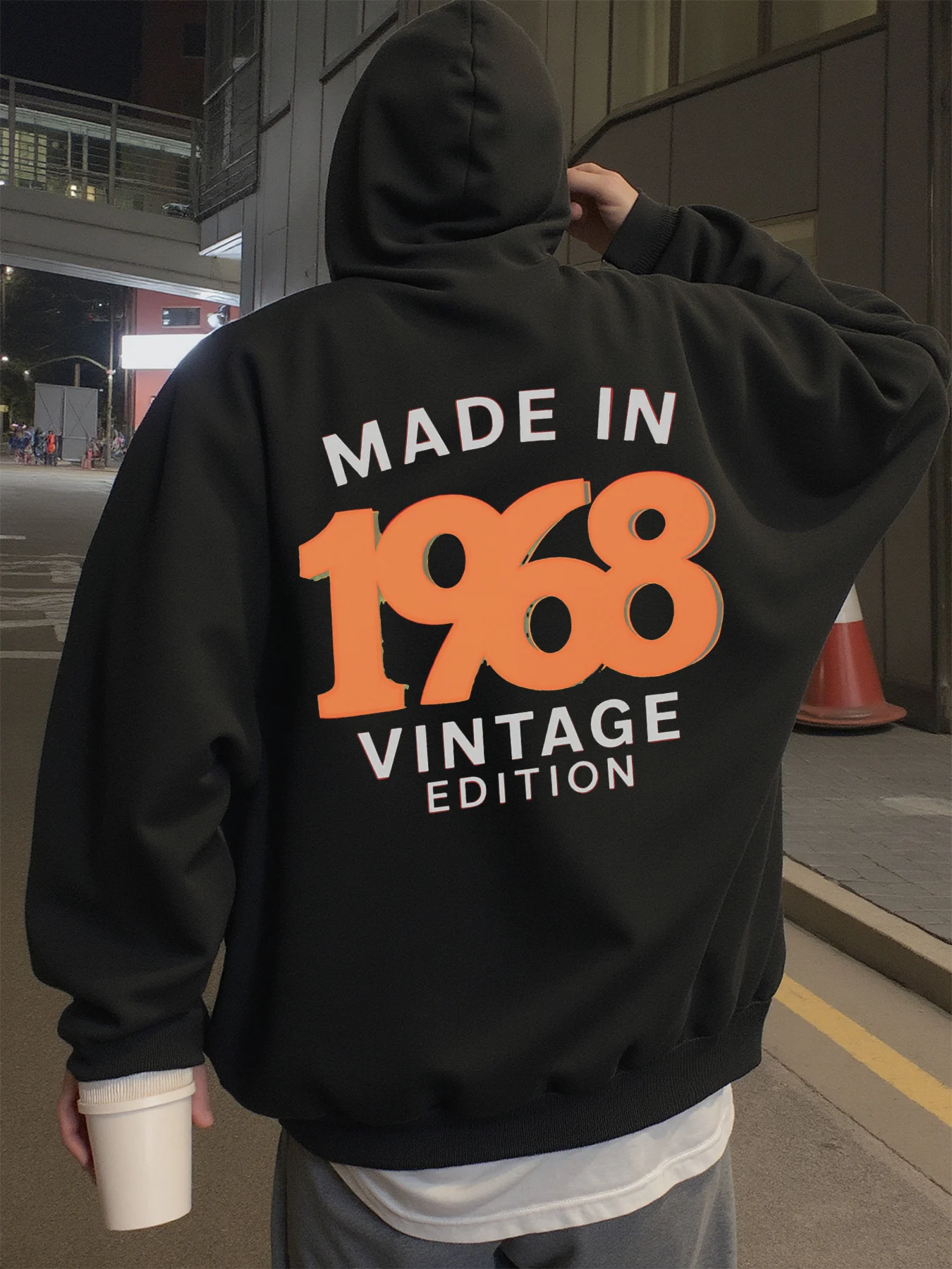 Moletom com capuz masculino, streetwear, feito em 1968, edição vintage, moletom gráfico para homens, adequado para moletons de primavera, outono e inverno