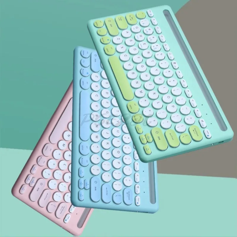 Dual Bluetooth Wireless Dual-mode Keyboard and Mouse Set Round Keys Suitable for Computers Mobile Phones and Tablets