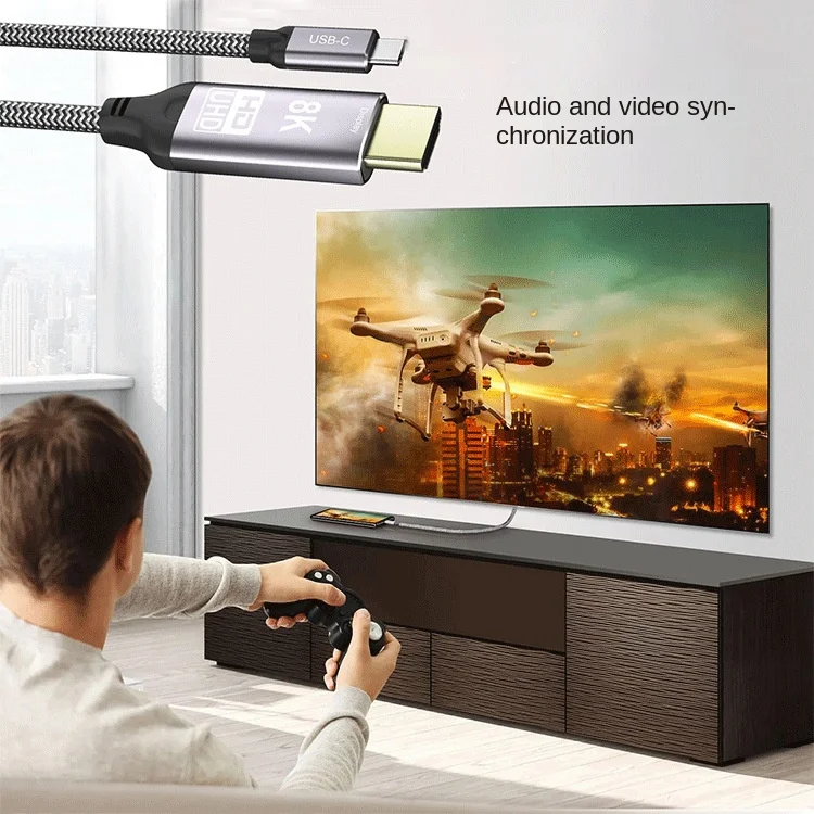 USB3.1 Type C to HDM compatible high-definition cable 8K60hz laptop to high-definition monitor connection cable