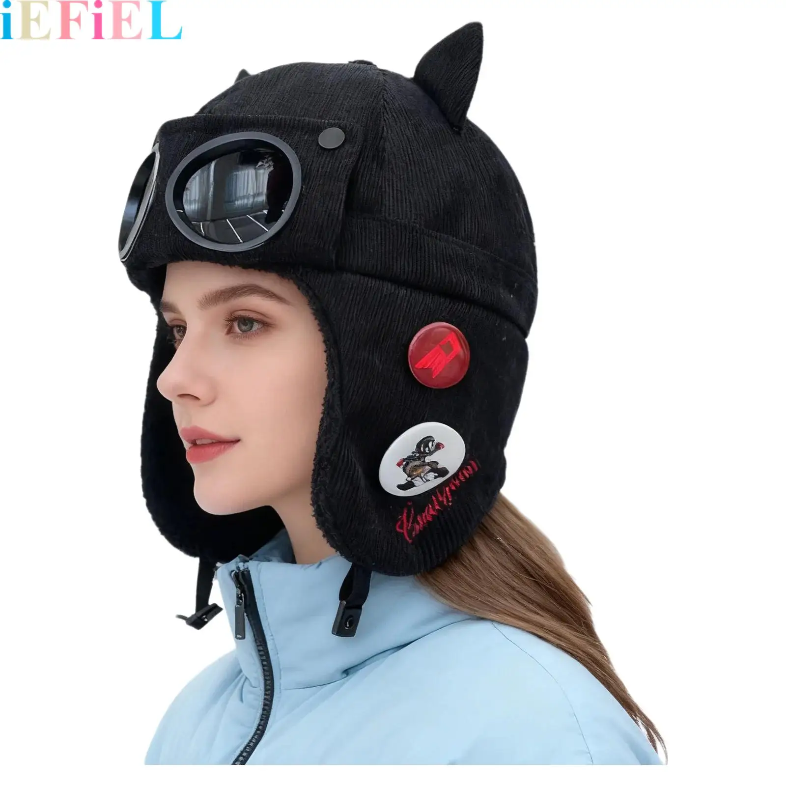 

Vintage Cat Ear Goggles Aviator Hat Costume Accessories Thicken Warm Ear Flaps Ear Flaps Pilot Cap for Men Women