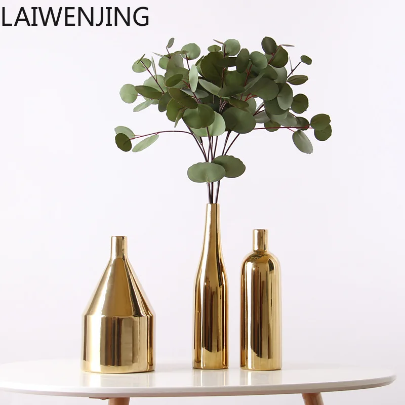 

SGF Nordic gold electroplating handicrafts ceramic vase home decoration ornament