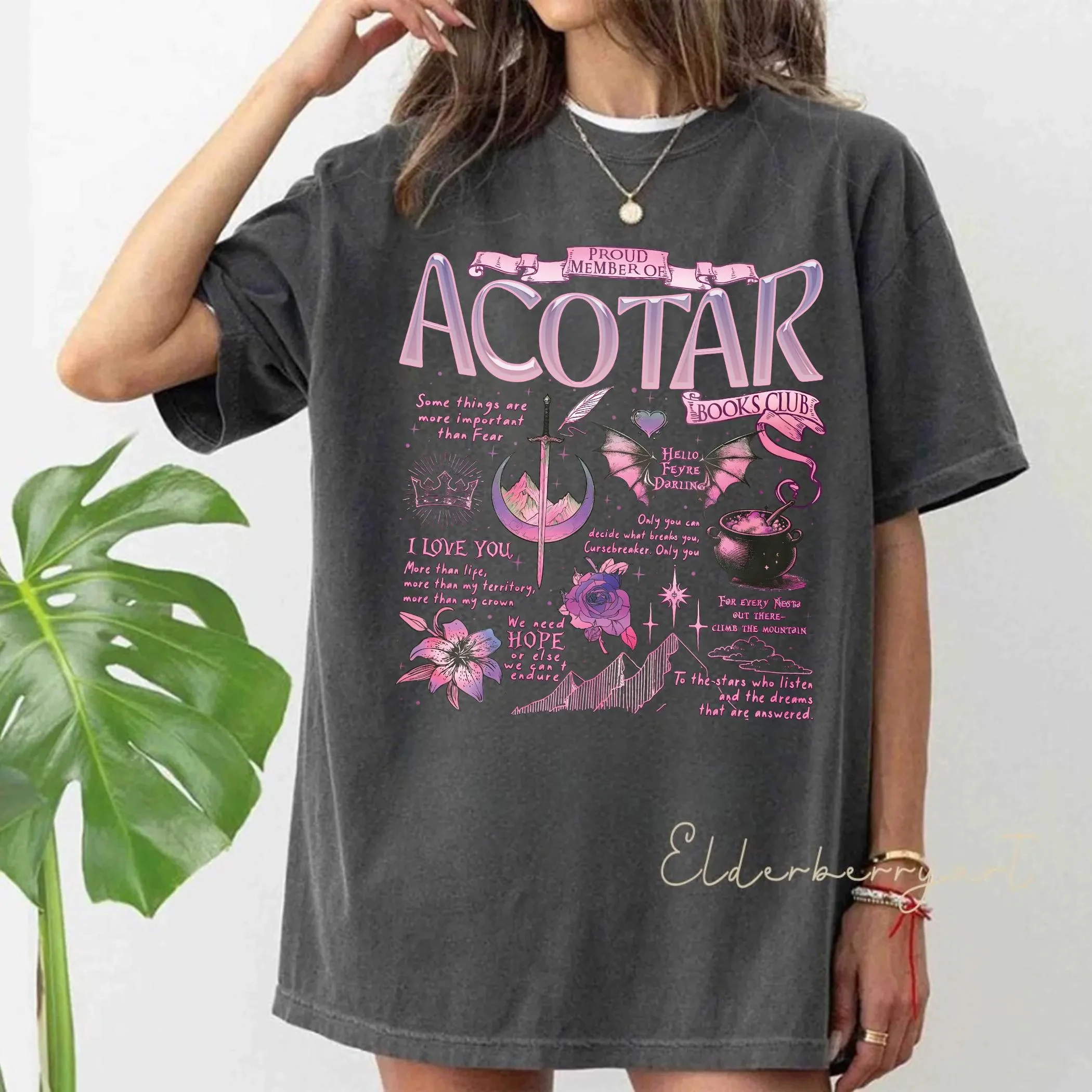 عضو فخور من ACOTAR Book Club قميص الخيال كتاب عاشق المحملة سارة J Maas مروحة تي شيرت الراحة Bookish قميص الجمالية المحملة #2