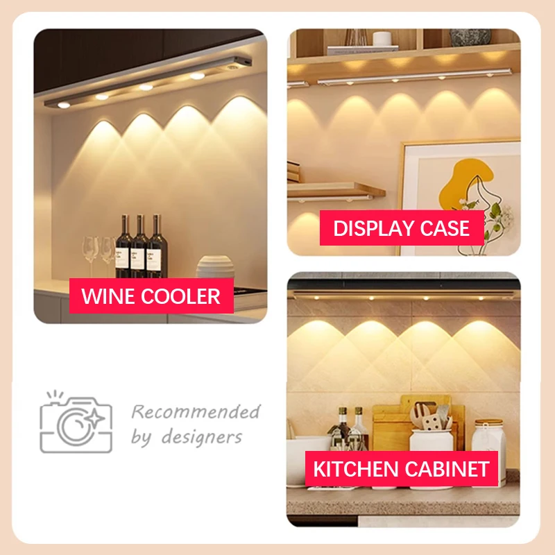 SUOKESHUC Intelligent Ultra-Thin LED 1-6W Cabinet Light Wireless Human Induction Charging Wardrobe Wine Cabinet Entrance Lamp