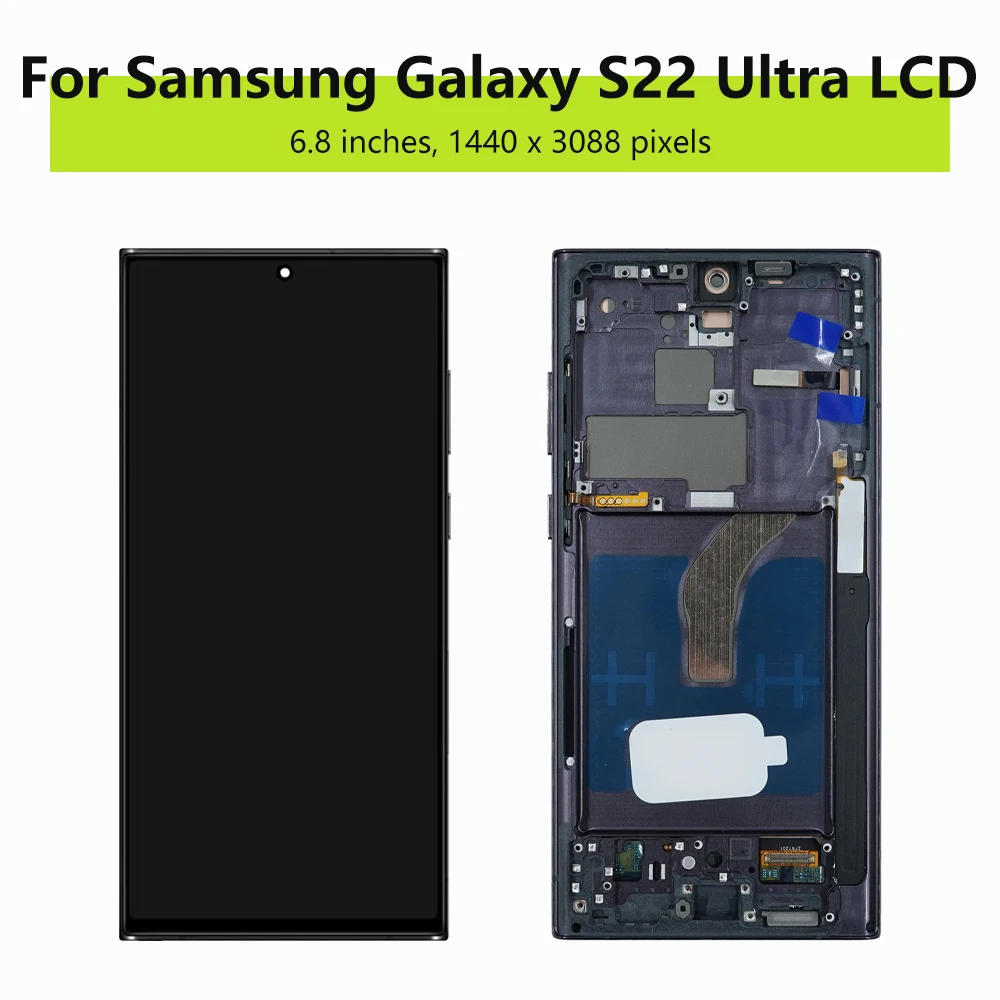 Screen for Samsung Galaxy S22 Ultra S908B S908B/DS Lcd Display Digital Touch Screen with Frame Parts for Samsung S22Ultra 5G