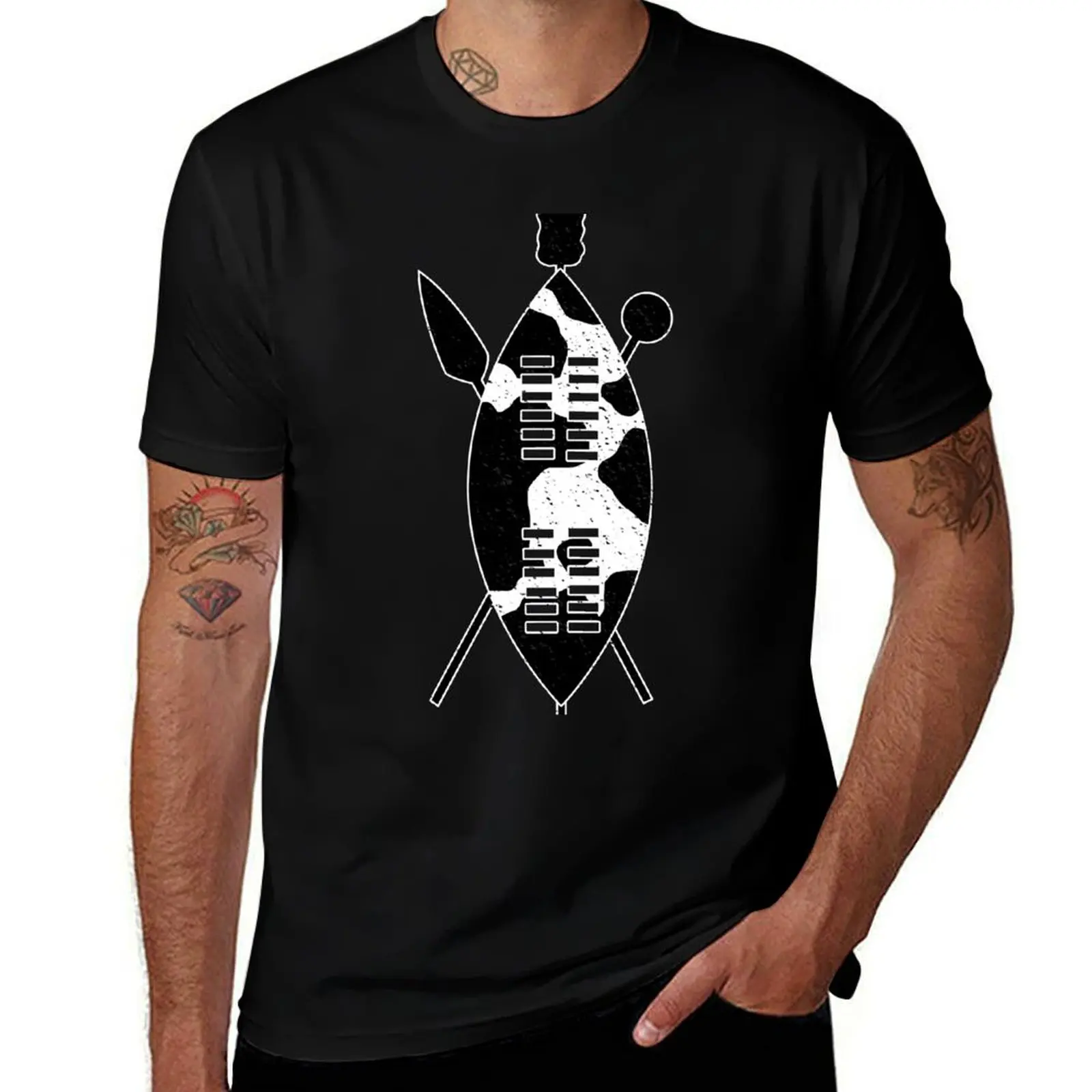 

Zulu Shield Cow Hide Spear Knobkerrie South Africa T-Shirt anime t shirts oversize t shirts for man graphic vintage