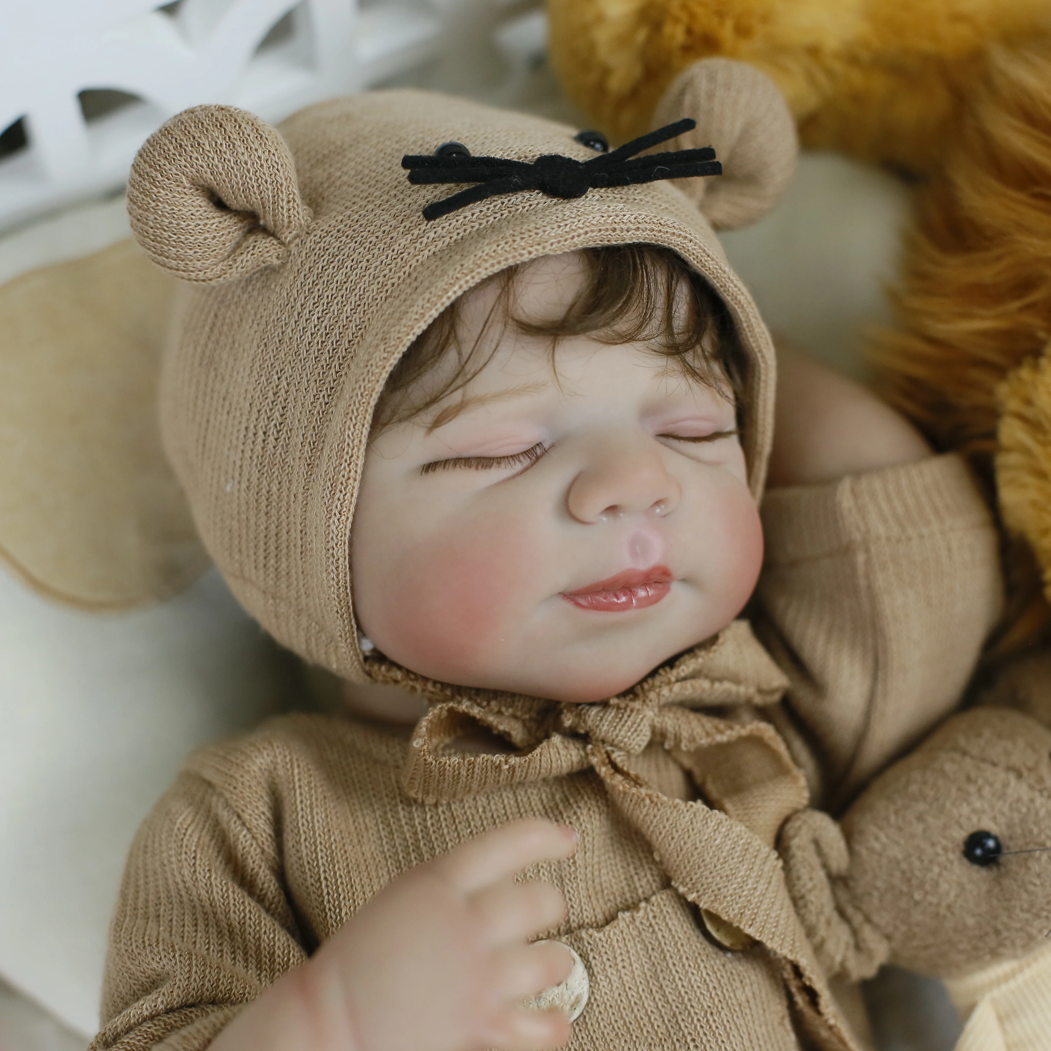 19 inch levensechte herboren Pascale slapende meisjespop pasgeboren handgeworteld haar 3D geschilderde huidskleur zichtbare aderen kerstcadeaus