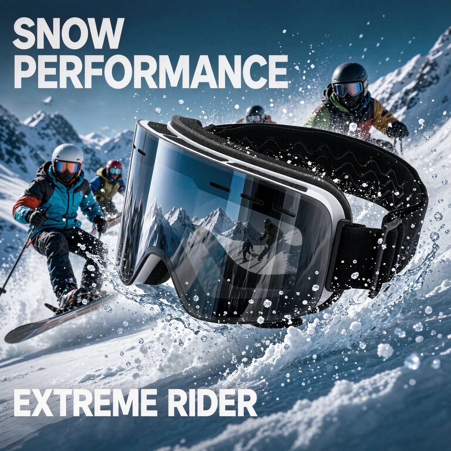 Large-Frame Full-Film Double-Layer Anti-Fog Lens Ski Goggles, Frameless Design with Detachable Clip-On Lenses, Unisex - Suitable for Winter Skiing Sports, Outdoor Snowboarding and Skiing, Professional-Grade Ski Goggles, Couple's Model - Double-Layer Sponge for Comfortable and Breathable Wear