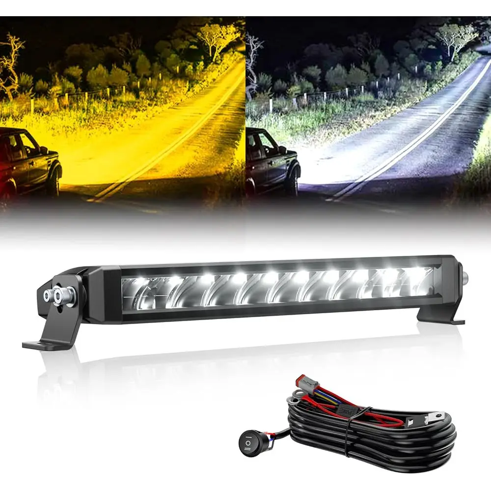 

12 Dual-Color Slim LED Light Bar, 150W Super Bright, Spot & Flood Combo, for Pickup, Off-Road, ATV, UTV & Boat
