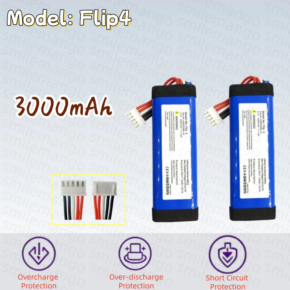 3.7V 3000mAh Flip 4 Battery for New Replacement GSP872693 01 for JBL Flip 4/Flip 4 Special Edition Battery