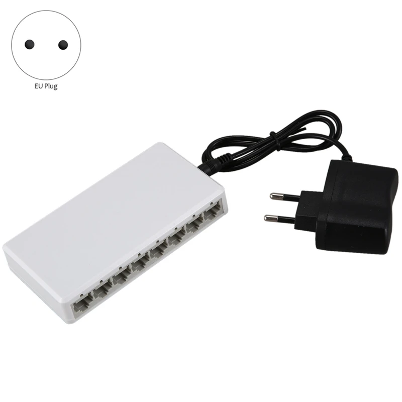 8 port Gigabit Switch Desktop RJ45 Ethernet Switch 10/100Mbps Hub Switch (EU Plug)