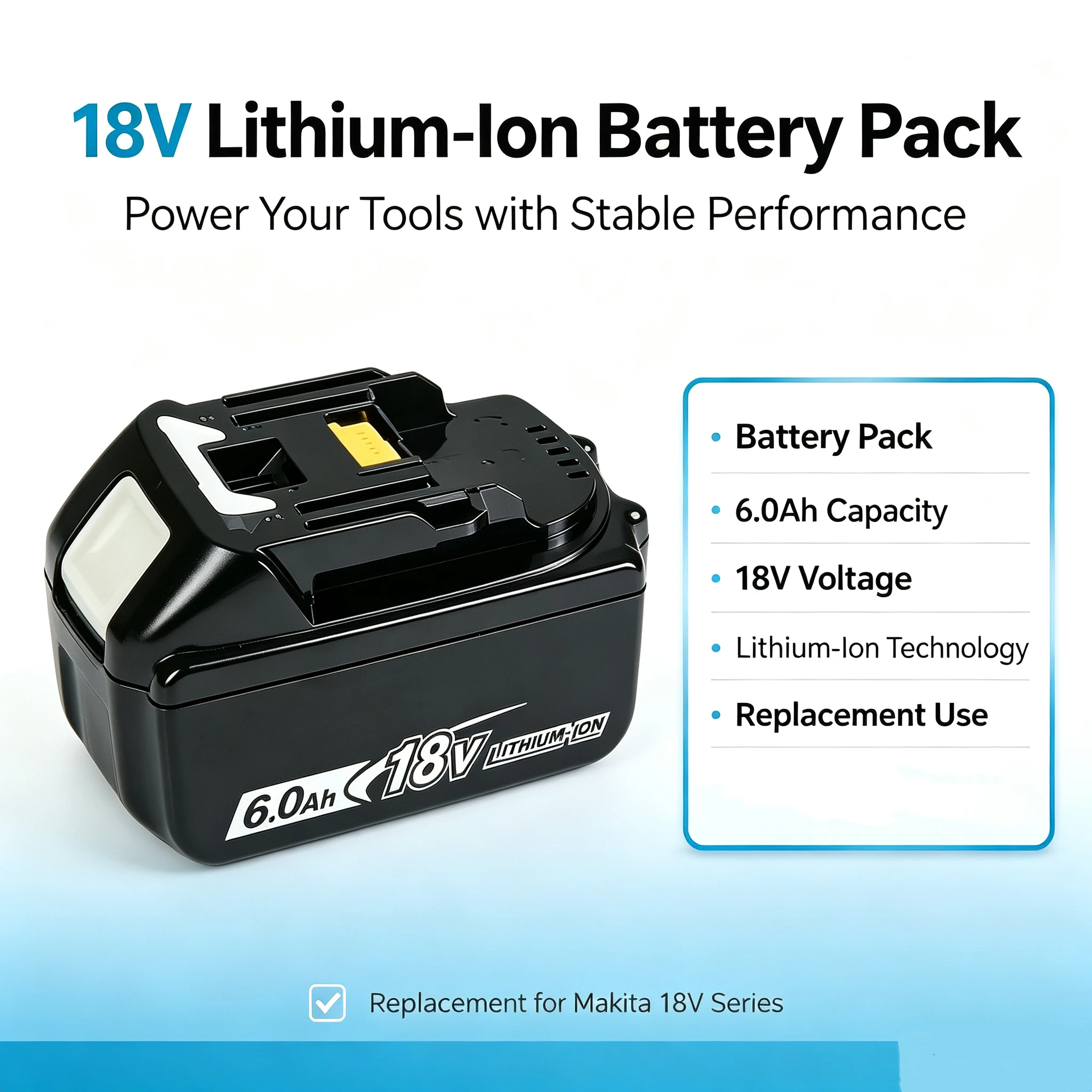 18V Replacement Lithium‑ion Battery For Makita Power Tools,6.0Ah 9.0Ah Compatible BL1860B BL1850B Battery Pack