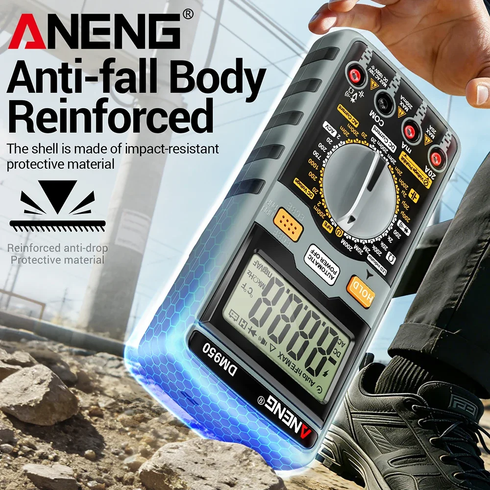 

ANENG DM950 Automatic 1999 Counts Auto AC/DC Votage Tester Ohm Current Ammeter Detector Tools Professional Digital Multimeter