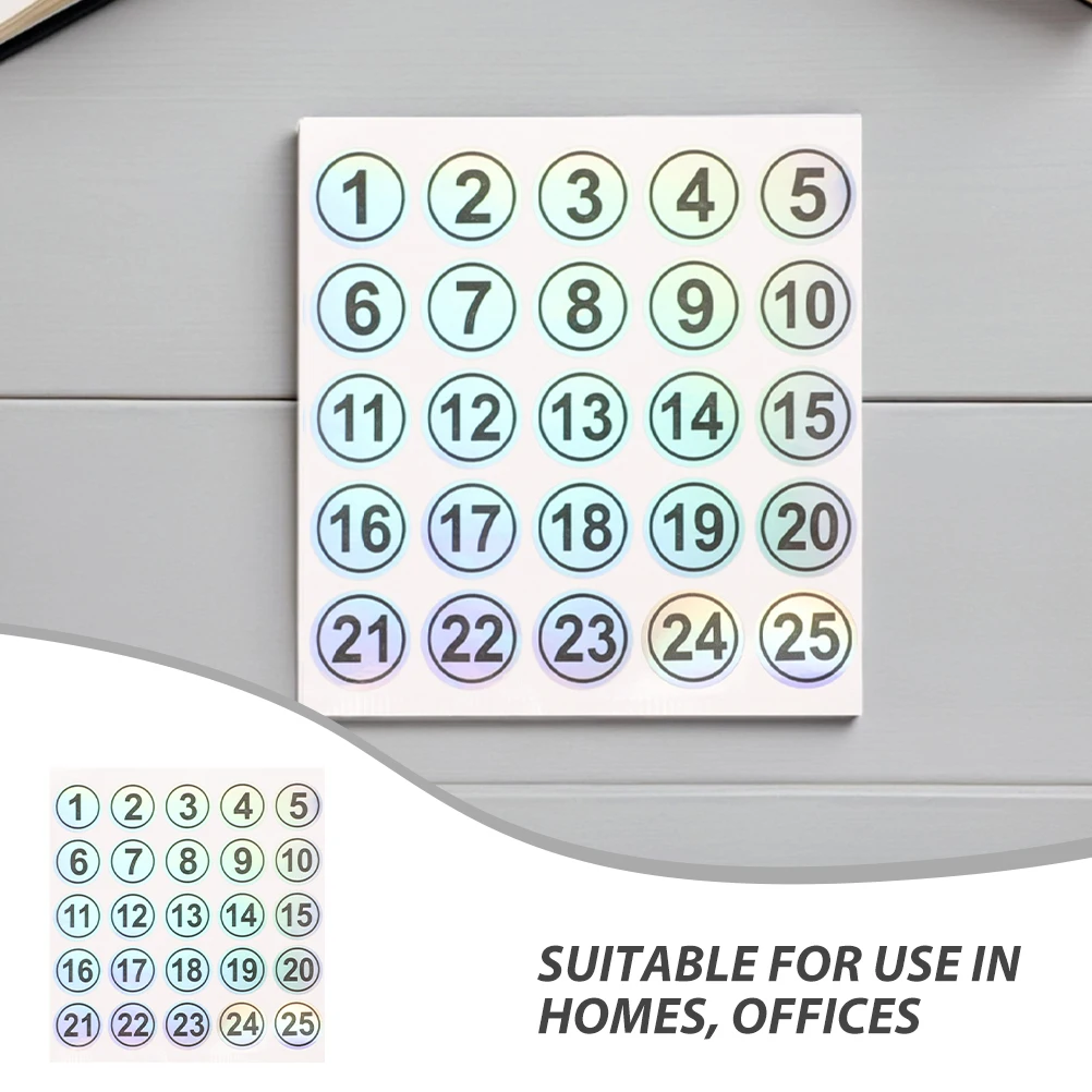 

15 Sheets Waterproof Number Stickers Consecutive for Bottles Self adhesive Labels Removable Dot Pvc Office Labeling
