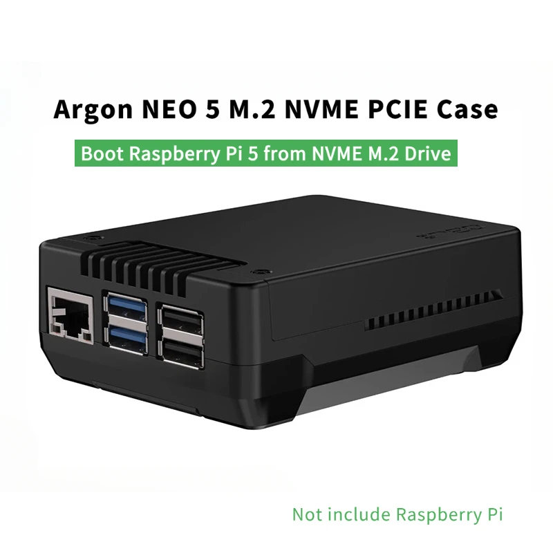 Argon NEO 5 M.2 NVME PCIE Case for Raspberry Pi 5 with PWM Fan Built-in Heatsink for SSD Boot Pi 5 from M.2 NVME Drive