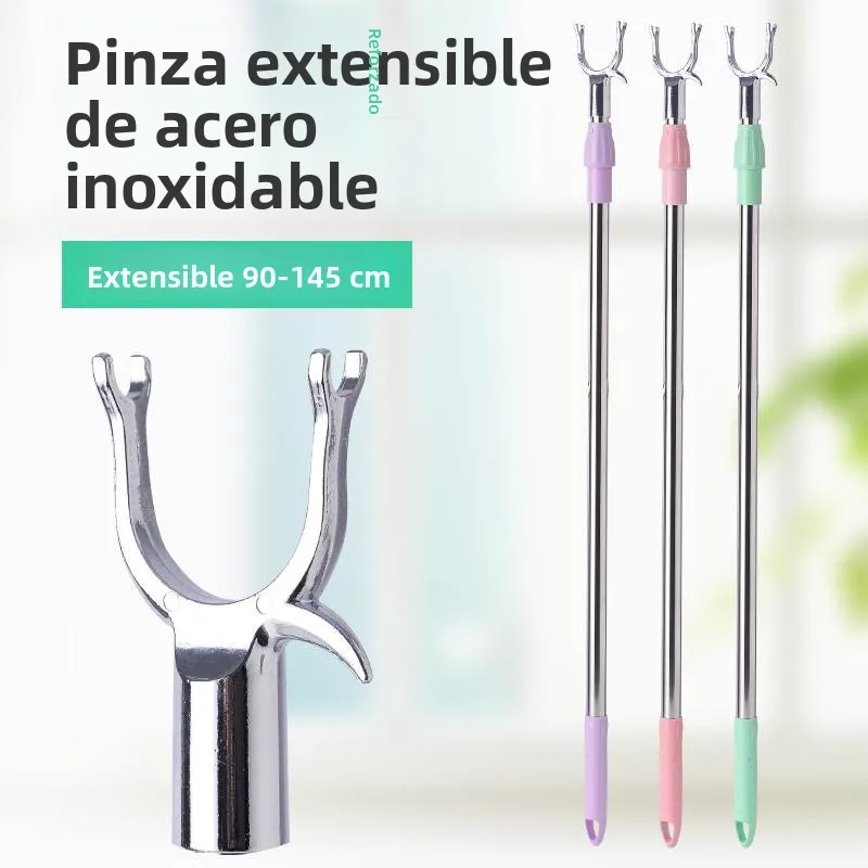 Varillas de Secado de Ropa de Acero Inoxidable, Brazo Extensible, Horquilla para Ropa, Varillas de Secado para el Cuidado de ...