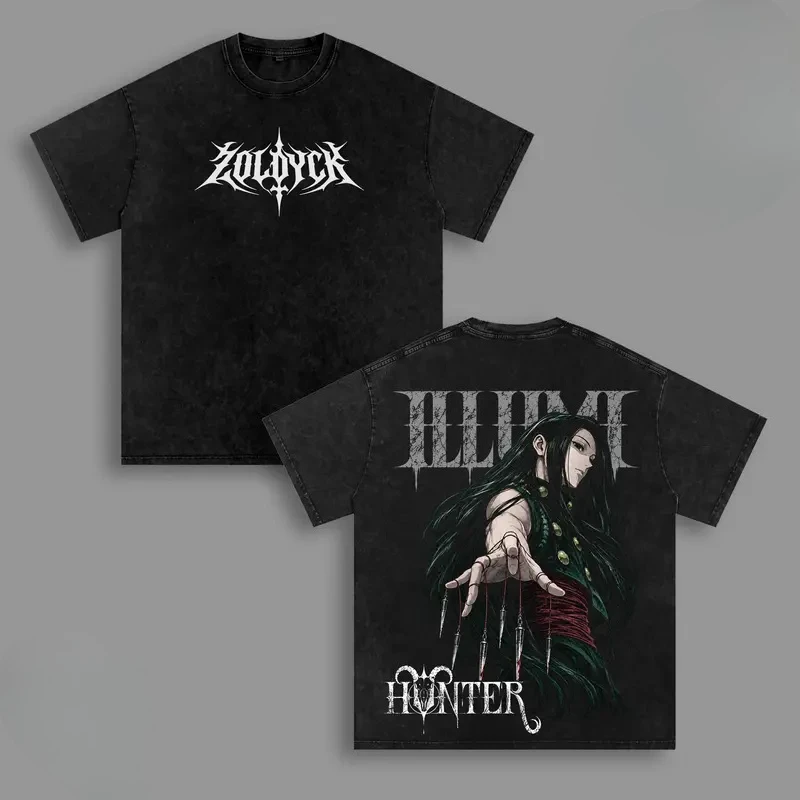 Kalluto Zoldyck Printed Tee Anime Hunter X Hunter Clothing Men Women Vintage Washed T-shirts Oversized Tshirt Cotton Streetwear