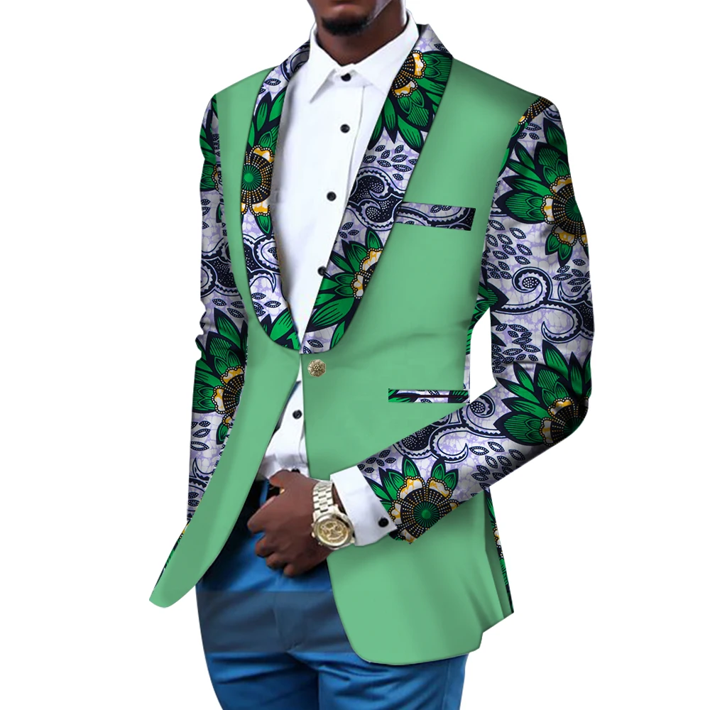 Men Blazer Slim Fit Fancy Blazers Suit Jacket African Men Clothes Blazer Wedding Dress Suit Dashiki Bazin Riche Ankara WYN145