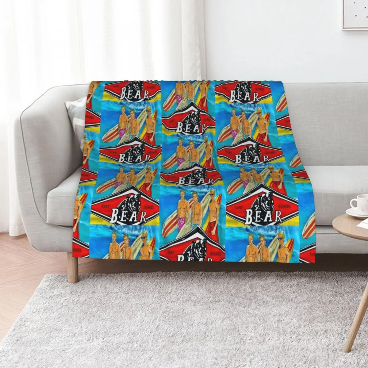 

The Big Wave Wednesday Bear Longboard Surfers. Throw Blanket halloween Baby Soft Plush Plaid Weighted Blankets