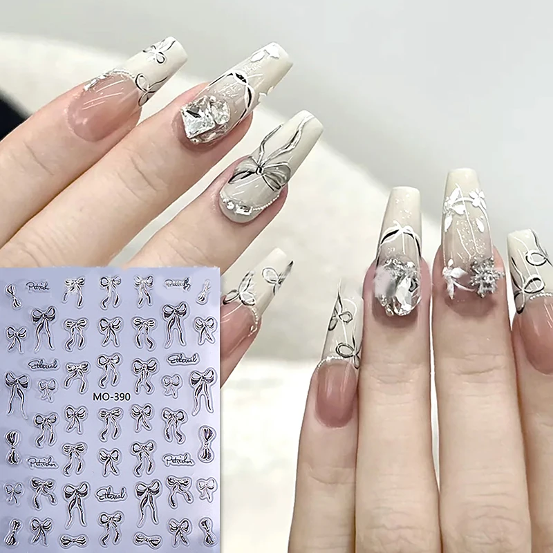 مذهب Bowknot مسمار الفن ملصق الإغاثة الشريط القوس تصاميم المتزلجون ذاتية اللصق الشارات ل مانيكير ملحق مسمار الديكور