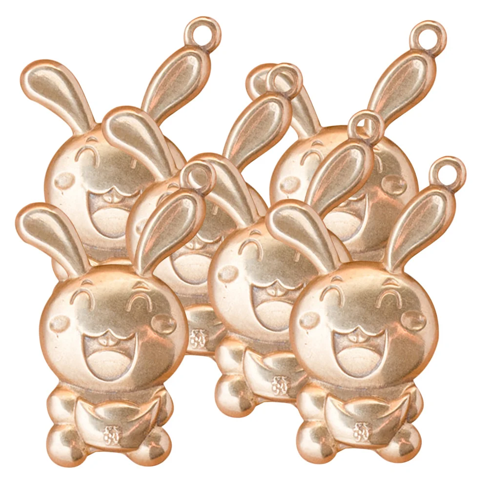 6 pezzi di piccolo ciondolo portachiavi coniglietto in ottone con ciondolo per gioielli fai da te che realizzano forniture artigianali decorazione da appendere con coniglio