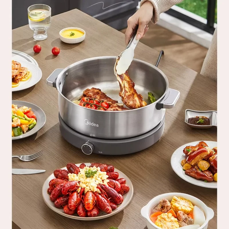 All Stainless Steel Rapid Boil Electric Hot Pot No Coating Split Multifunctional Electric Cooker for Home Use