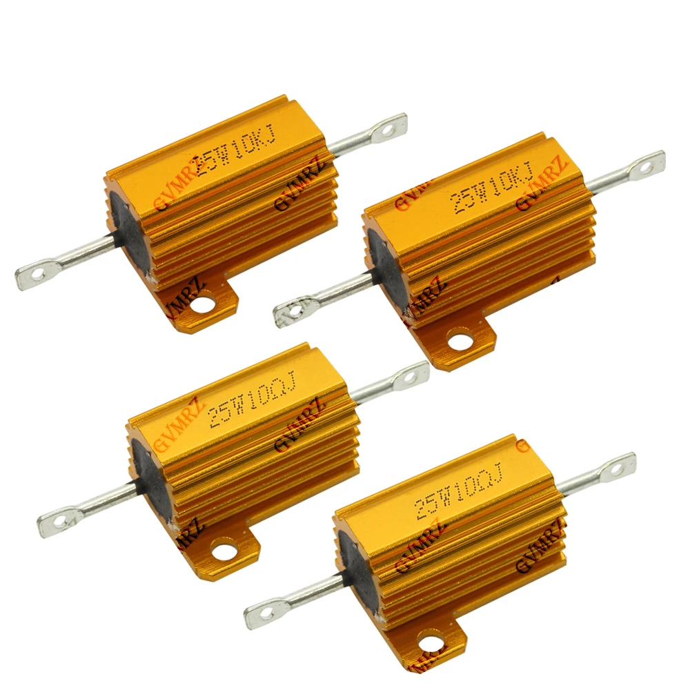 25W 0.01R-30K 0.01R  Aluminum Case Power Resistor  Wirewound Type Assorted Ohm Values for Electronic Circuits 10R 82R 300R