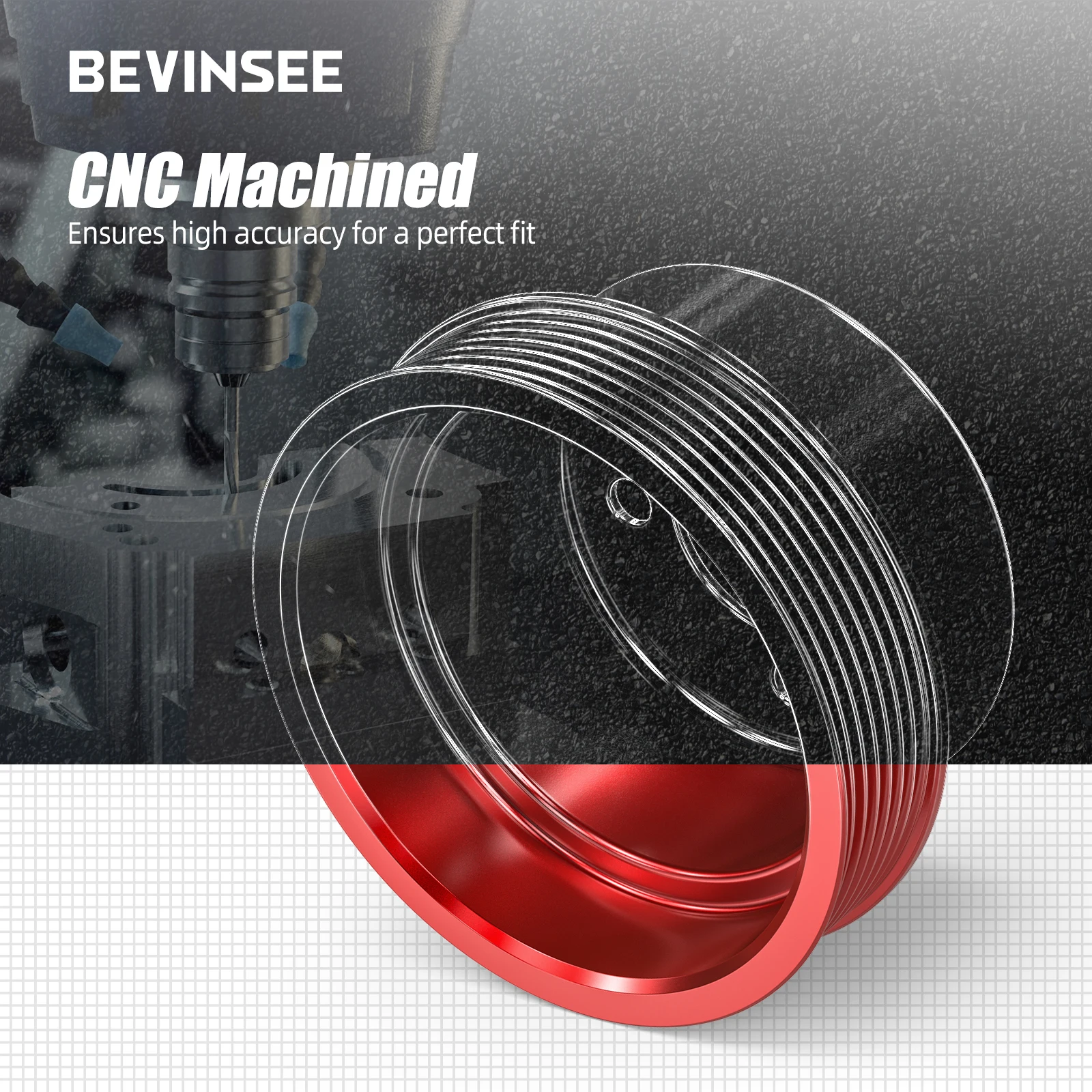 BEVINSEE Aluminium Water Pump Pulley for Toyota FJ Cruiser/Tacoma/Tundra/4Runner, fit for All Models with 1GR-FE 4.0L Engine