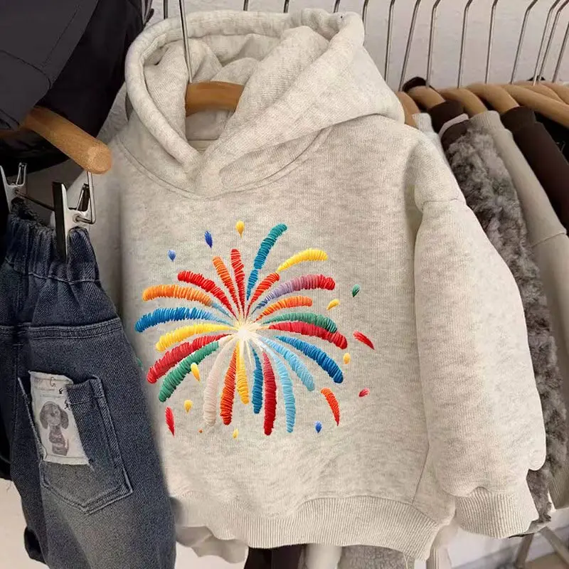 Autumn and winter girls' boys' hoodie 2026 children's new style baby thick and velvet hooded top with integrated velvet