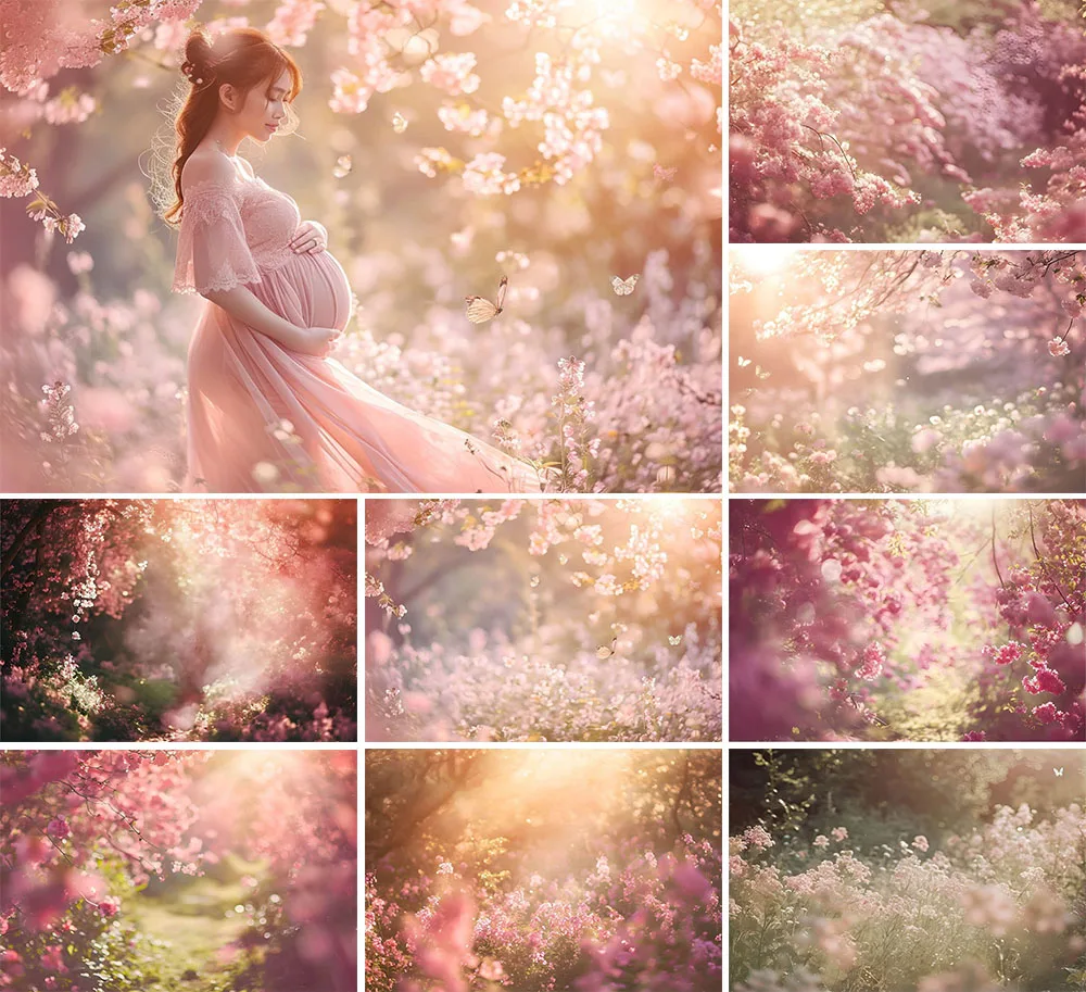 

Mehofond Photography Background Spring Dreamy Pink Flower Blossom Adult Birthday Maternity Portrait Decor Backdrop Photo Studio