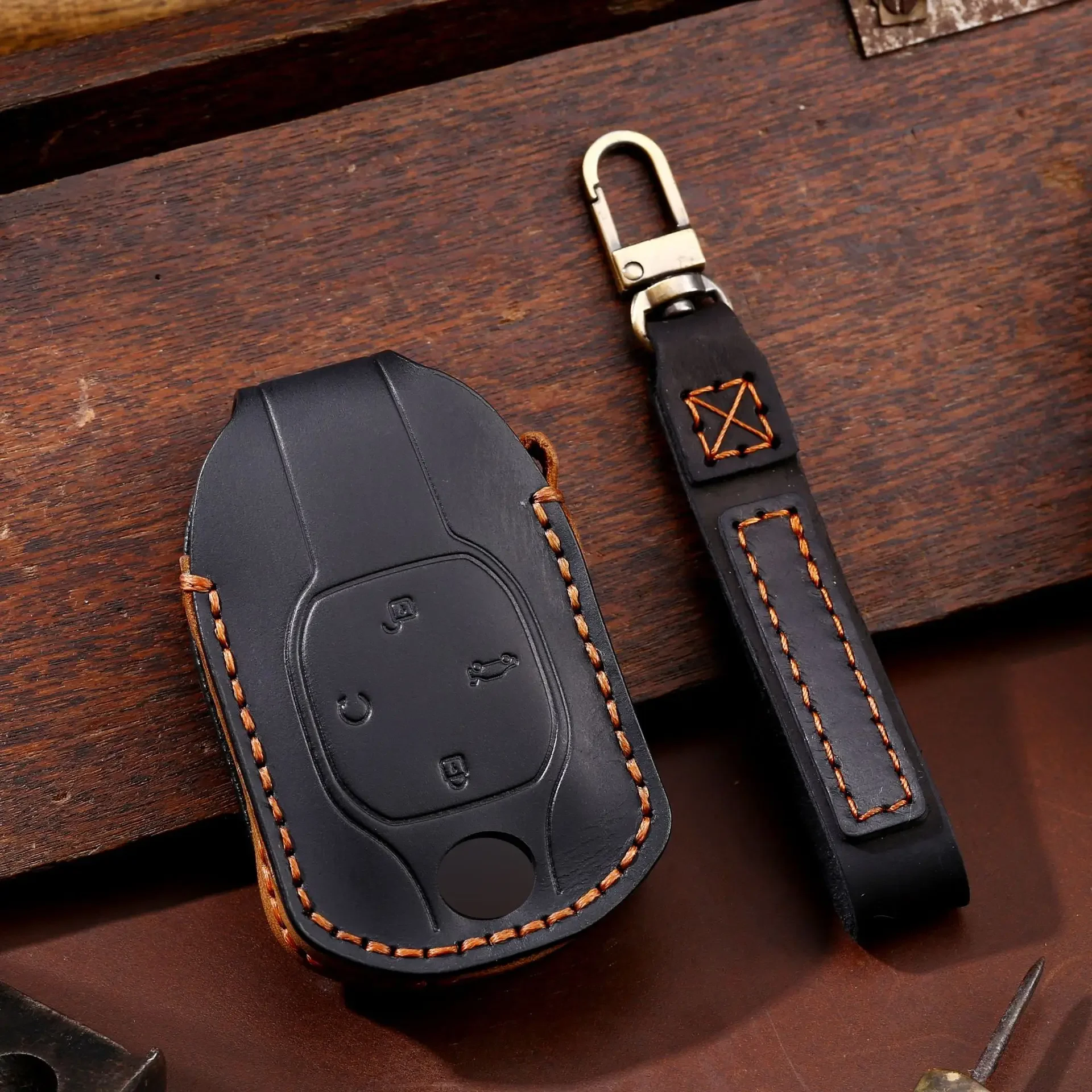 

1pc Genuine Leather Car Key Case Fob Cover Key Bag Shell For GAC Trumpchi 2021 Empow J11 J12 J13 J14 J15 J16 GS8 2023 Keychains