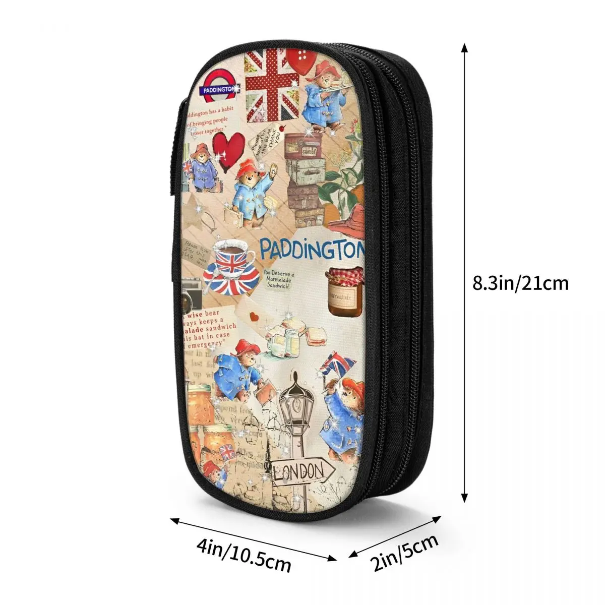 Britain Paddington Brown Bear  Pencil Case Large Capacity Pen Box Child Double Layer Aesthetic School Pencil Cases Pattern