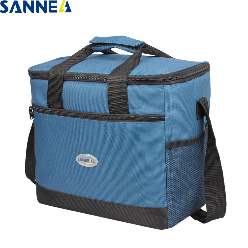 

SANNE 16L Insulated Thermal Lunch Bag Big Capacity Polyester Waterproof Portable Cooler Food Solid Color With Pocket Family