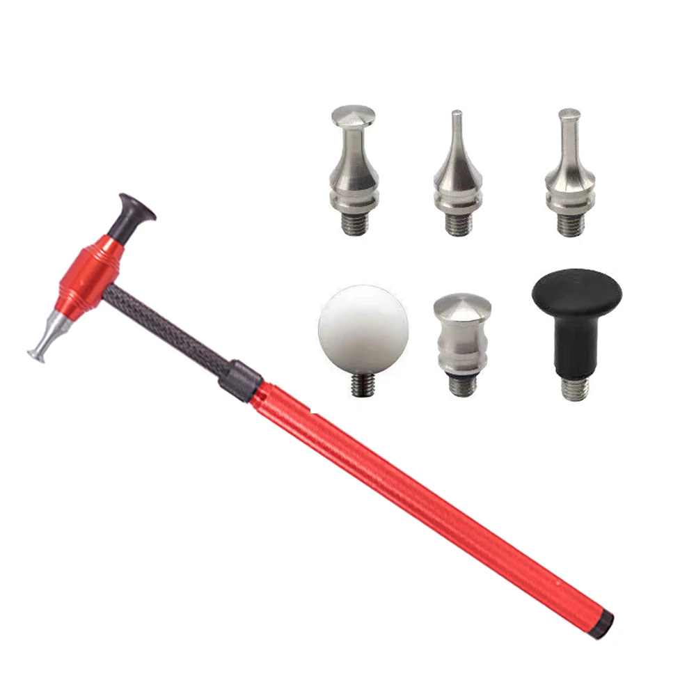 Adjustable Telescopic PDR Hammer Set Paintless Dent Repair Knock Down Hammer With 6 Replaceable Heads