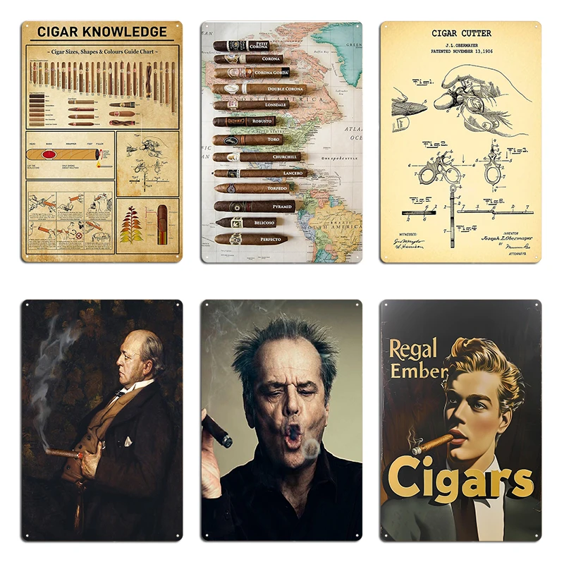 Cigar Knowledge Infographic for Enthusiasts Cigarettes types Knowledge Metal Signs create Club Home Bar Tin Sign Poster