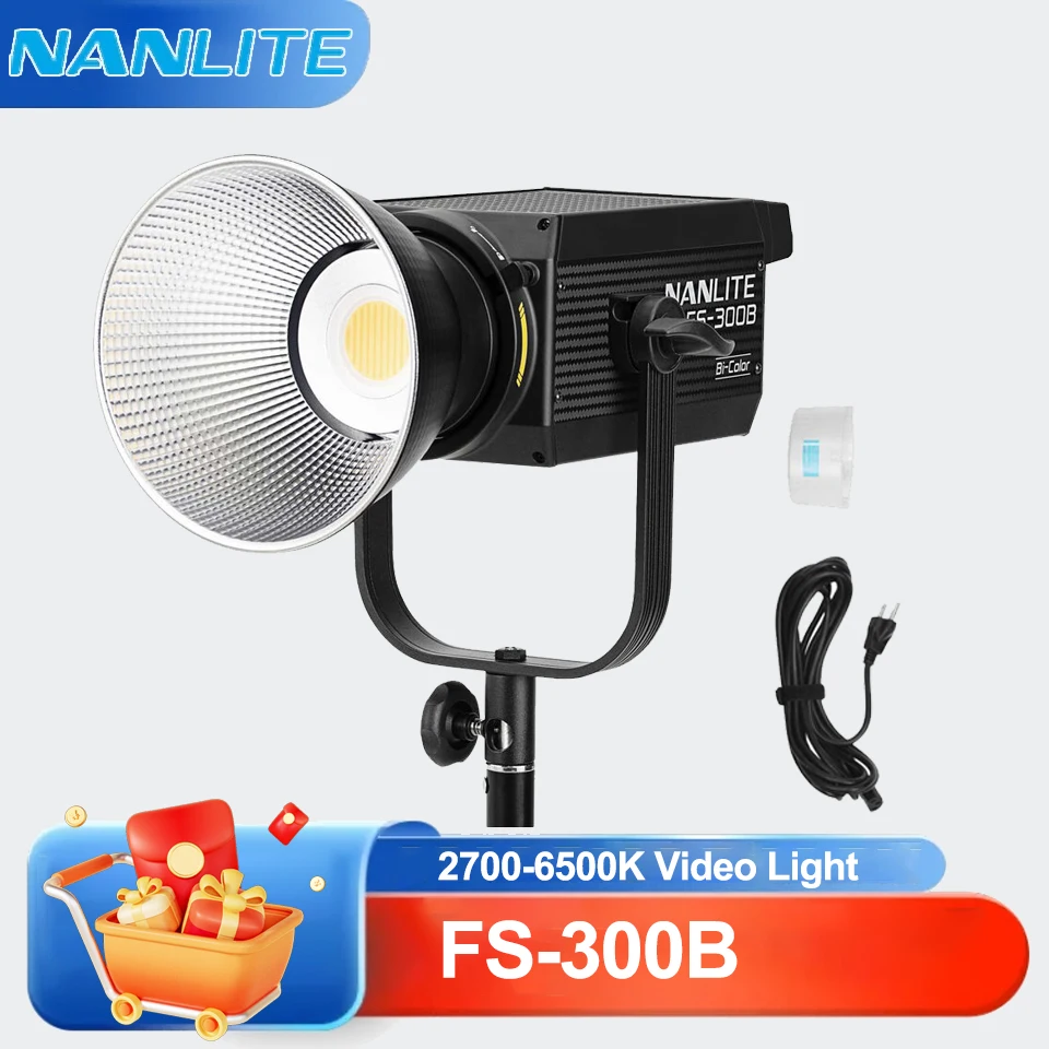 

Nanlite FS-300B 2700-6500k CRI96 TLCI97 BowensMount LED Monolight Wireless with Optical Remote Control Video Light