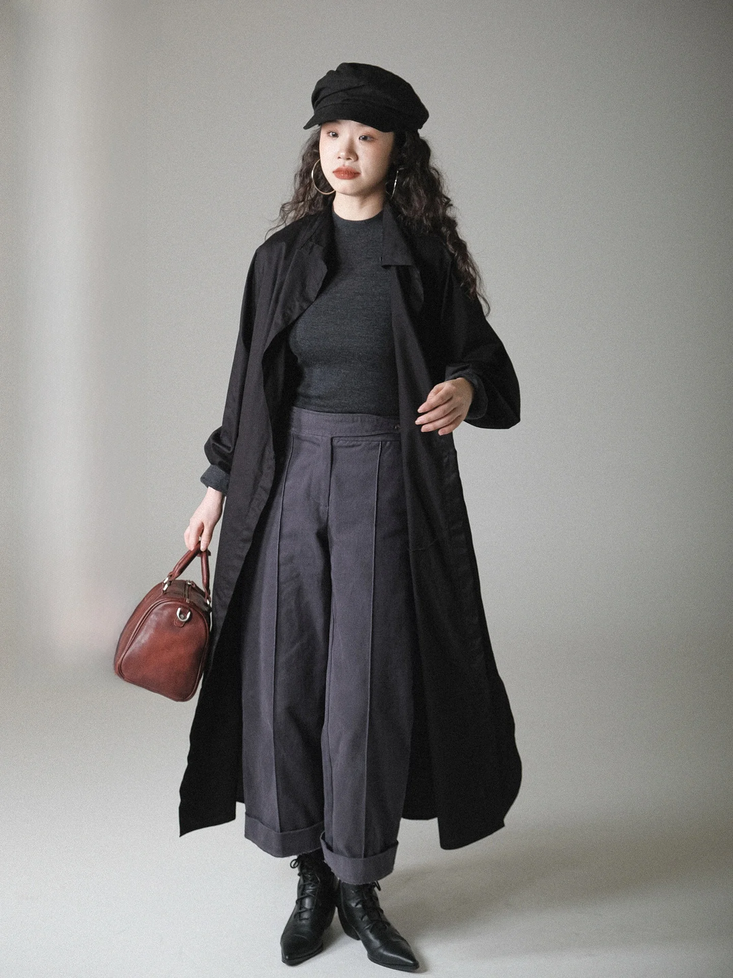 

Женское пальто Bla Slim Fit Long Irt Ivy Yang с воротником-стойкой, свободного кроя, тонкое, с поясом, осенняя коллекция 2025, новинка