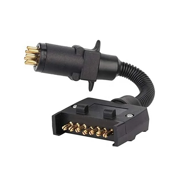 Australian Style 7-Pin Flat to Round 7-Way Trailer Adapter Converter for Trailer Accessories
