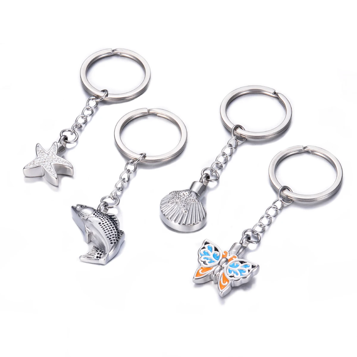 Fish Cremation Jewelry Ashes Keepsake Urn Memorial keychain Wholesale Stainless Steel Key ring Memorial Keepsake Ashes Jewelry