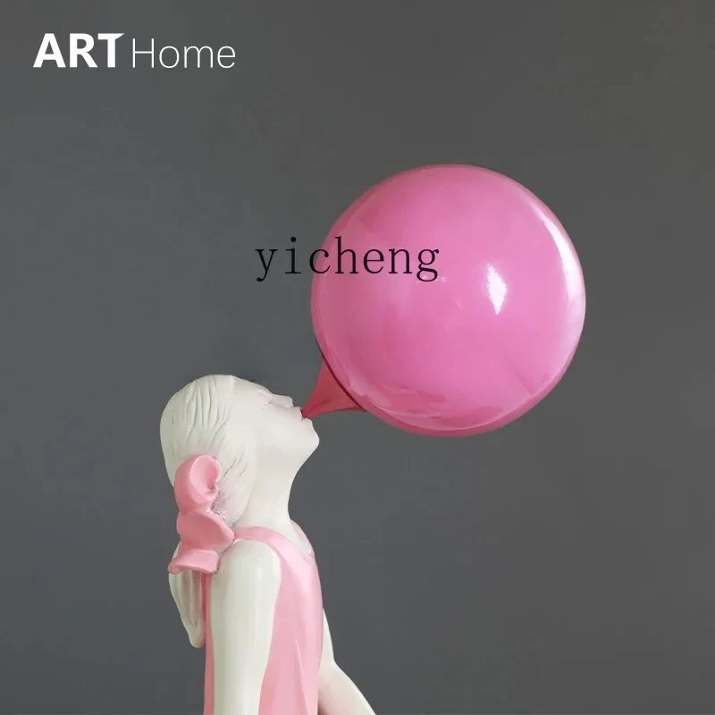W26- European simple pink girl ornament-like sculpture figure decoration TV cabinet study desktop soft decoration