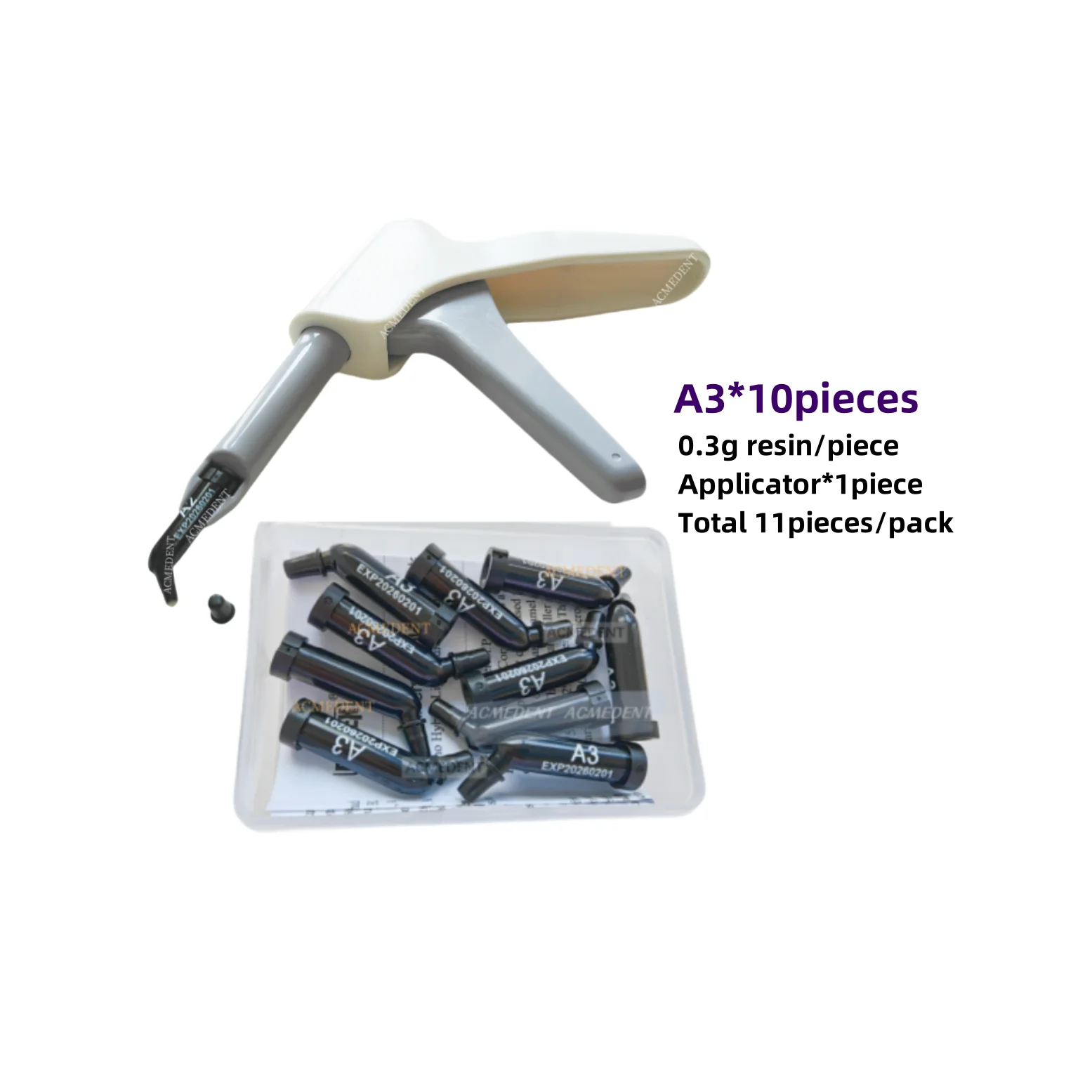 

Dental A3 Unidose Capsules Tips Composite Resin Light Cure Posterior Anterior with Applicator Gun