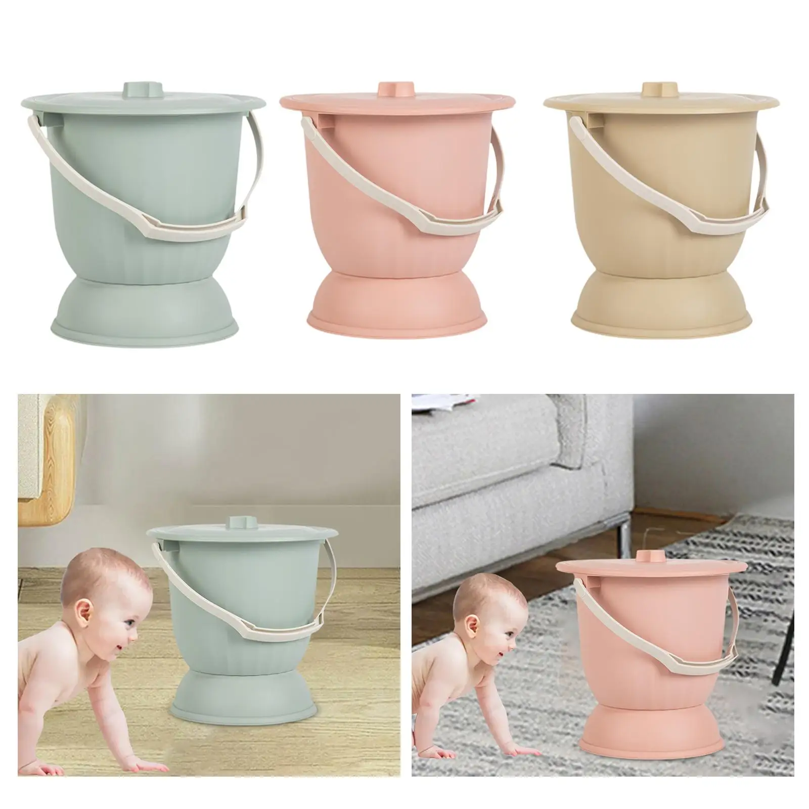 뚜껑과 손잡이가 있는 침대용 변기, 야간용 변기, 화장실용 버킷 변기